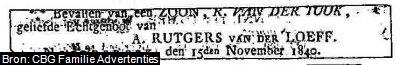 Geboorteadvertentie van Michael Rutgers van der Loeff (1840-1899)