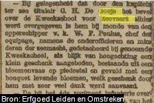 Artikel uit Leidsch Dagblad van 2 Mei 1900 over Claudius Henricus de Goeje (1844-1901), waarin hij de functie van directeur van de Kweekschool voor Zeevaart te Leiden overdraagt aan zijn opvolger.