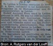 Krantenartikel d.d. 23 Maart 1958 over het overlijden van Rudolf Arnoud Kern (1875-1958).