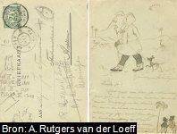 Briefkaart van (en getekend door) Abraham Rutgers van der Loeff (1882-1961) aan Adelaïde Johanna Hermina Spandaw (1887-1969) ("Jo Spandau"), ca. 1900.