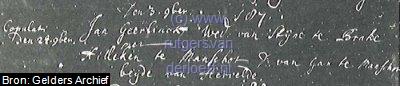 Huwelijksakte van "Jan Geerlinck Weduwnaar van Stijne te Brake" en "Hilleken te Manschot Dochter van Jan te Manschot beijde van Hervelde". Huwelijksdatum is 24 November 1700, datum van ondertrouw is 3 November 1700.