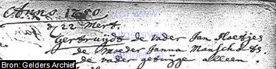 Doopakte van Gertruijdt Sloetjes. Gedoopt op 22 Maart 1750.
