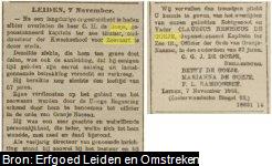 Artikel uit Leidsch Dagblad van 7 November 1901 over het overlijden van Claudius Henricus de Goeje (1844-1901), oud-directeur van de Kweekschool voor Zeevaart te Leiden.